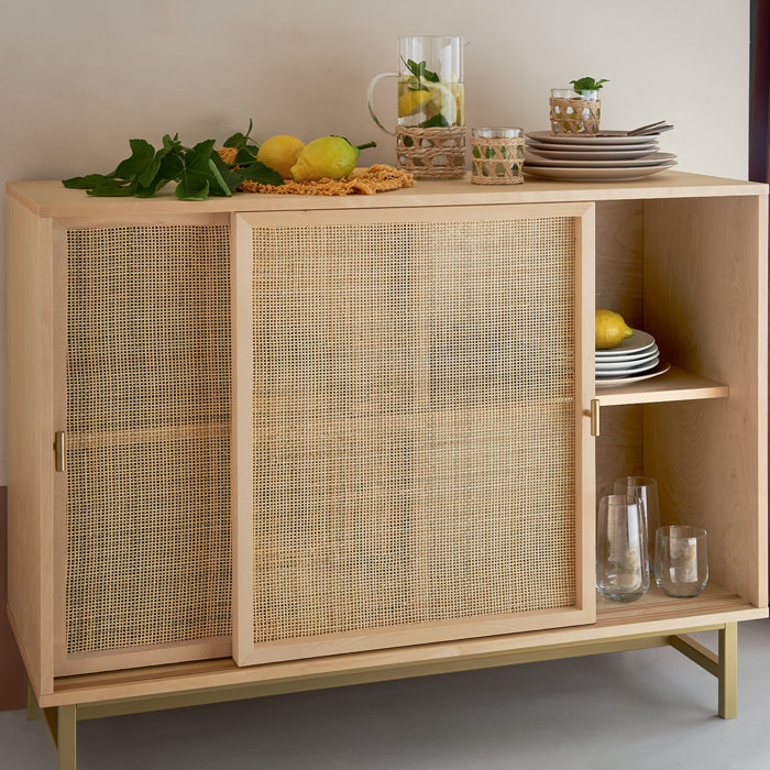 Buffet 2 portes "Rayo" cannage rotin 100x79cm