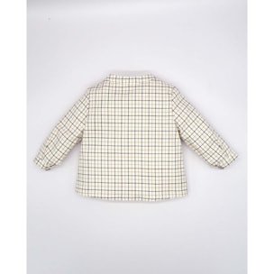 CAMISA CUELLO MAO CUADRO VENTANA BEIGE