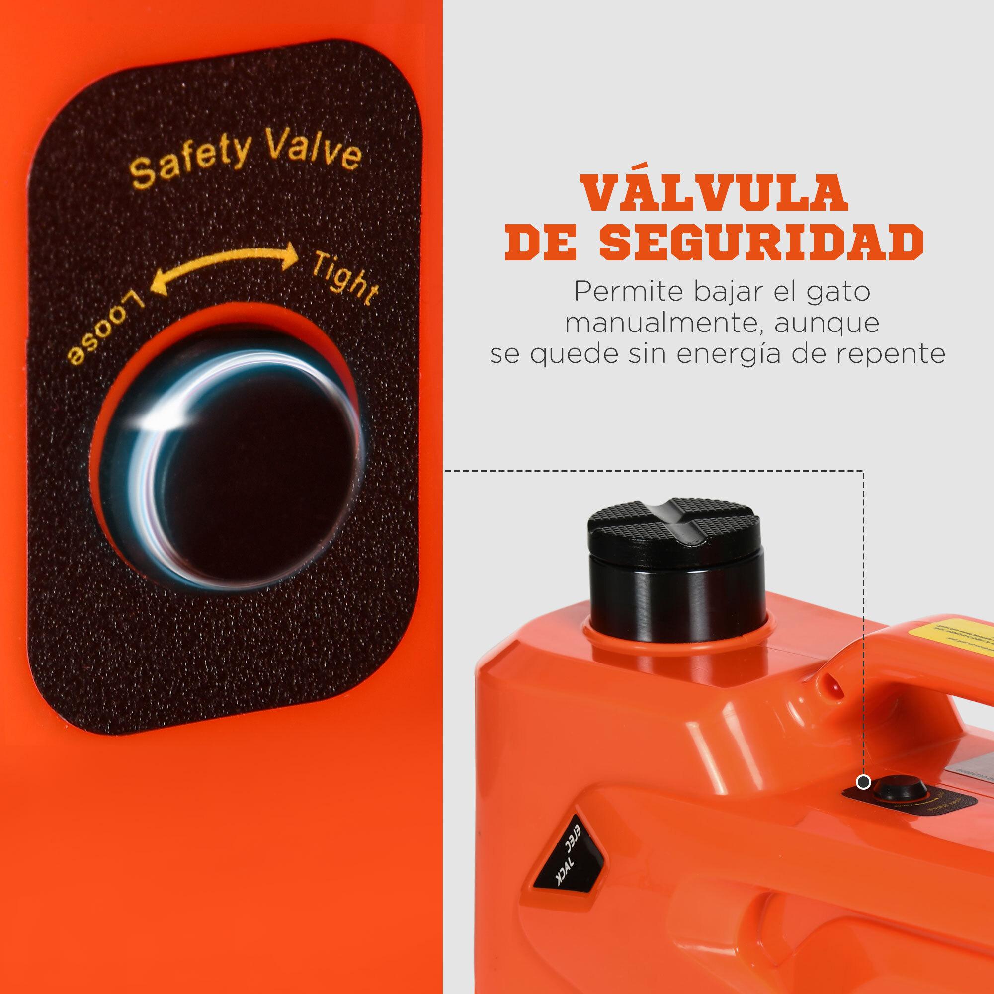 Kit de Gato Eléctrico para Coche 12V Kit de Gato de Piso 5 Toneladas de 15,5-45 cm con Reparación de Neumáticos Luz LED e Inflador para Automóvil SUV Sedán 36x33x16 cm Naranja