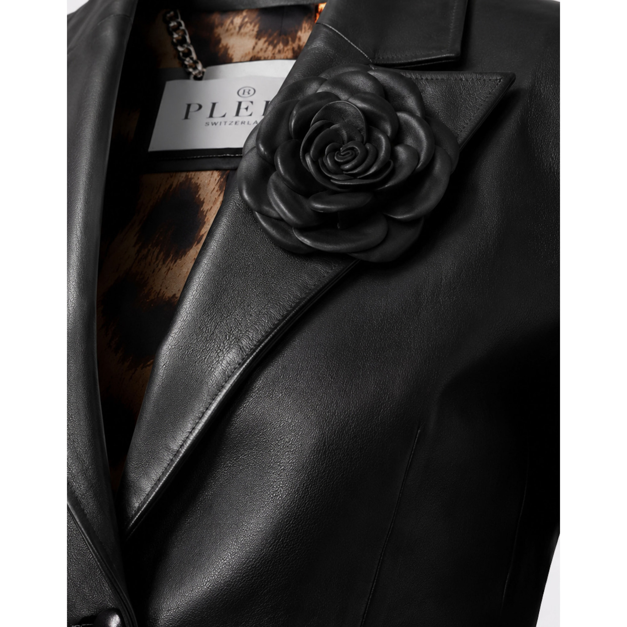 PHILIPP PLEIN Blazer de cuero FLOWER