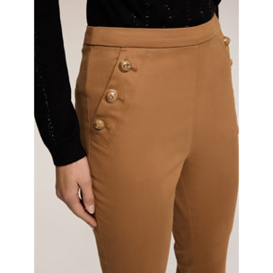 Motivi - Pantalones skinny de algodón técnico - Marrón