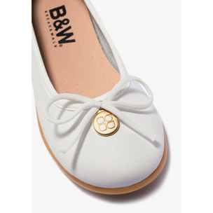 Girl's Beige Bow Ballerinas Napa B&W