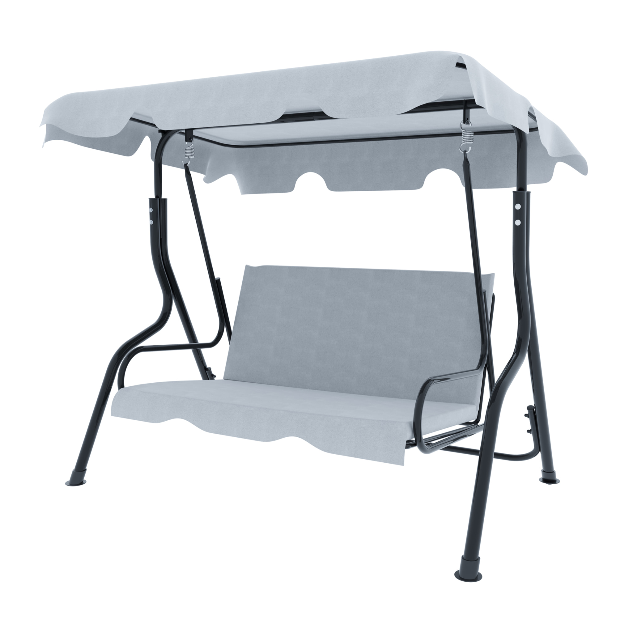 Dondolo 3 Posti Algarve Con Tettuccio Parasole Regolabile Cuscini Imbottiti Struttura Robusta In Acciaio Da Giardino 170 x 110 x 153 cm Grigio