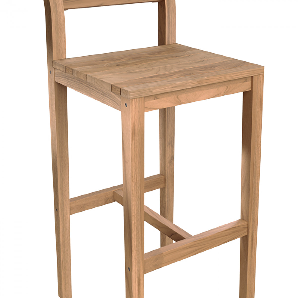 Lot de 2 chaises de bar extérieur en bois de teck massif - Tunga