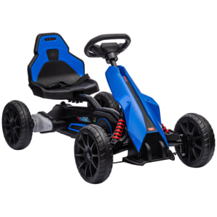 Go Kart Coche Eléctrico para Niños de 3 a 8 Años Kart con Batería 12V Velocidad Ajustable 3-5 km/h y Cinturón de Seguridad Carga 30 kg para Exterior 100x58x58,5 cm Azul