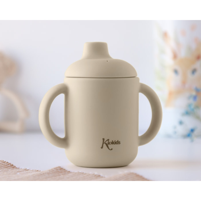 TAZA DE SILICONA BEIGE CON ASAS