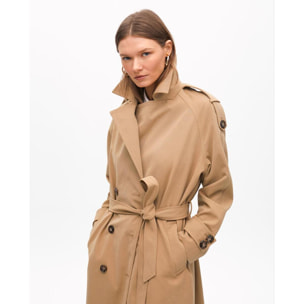Trench lungo in tessuto doppio petto