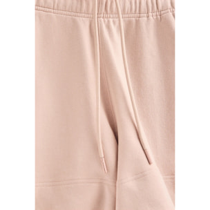 Pantaloncini in cotone nude con logo ricamato