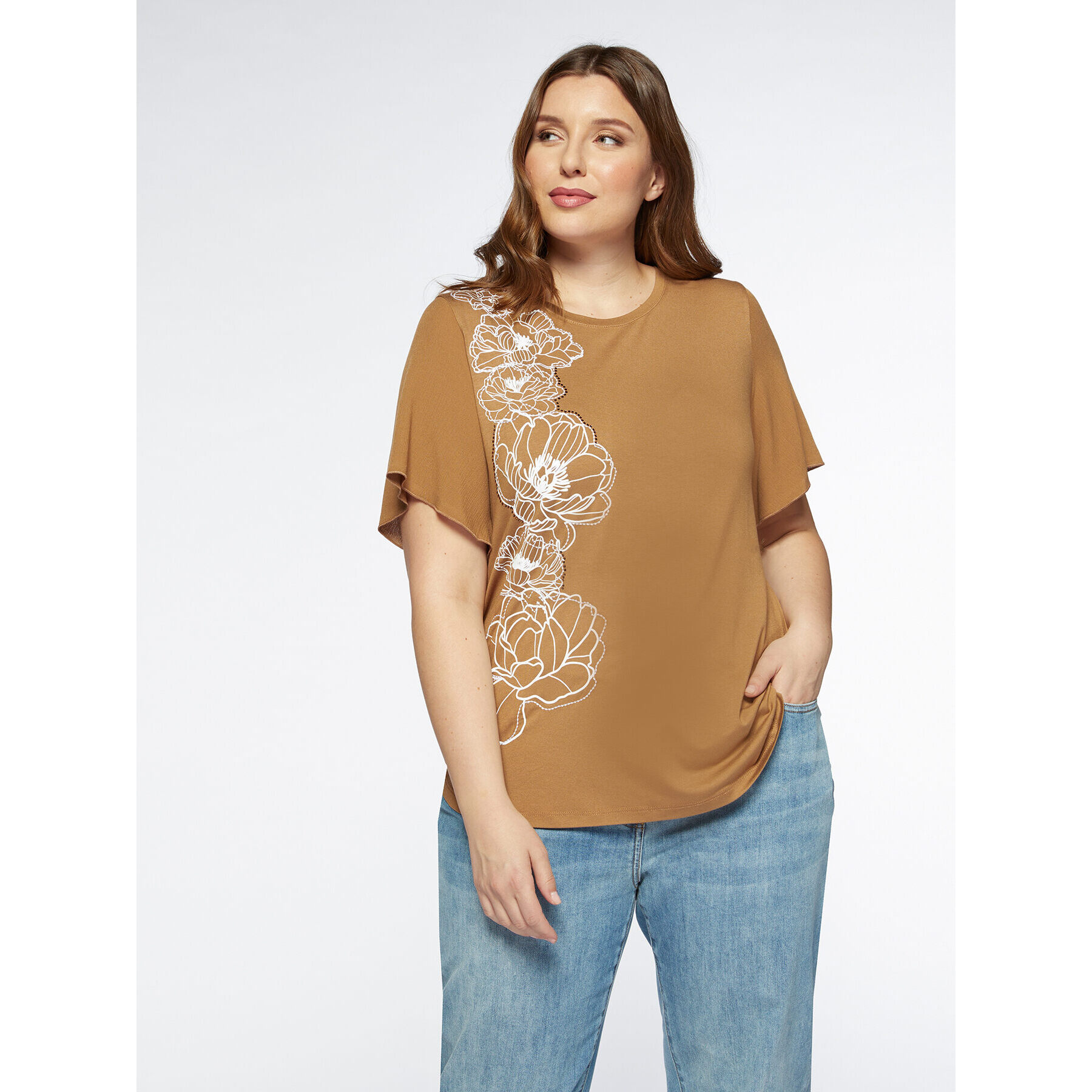 Fiorella Rubino - Camiseta con estampado de flores - Beige