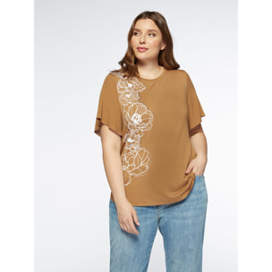 Fiorella Rubino - Camiseta con estampado de flores - Beige