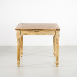 Tavolo allungabile mango beige decapato 90-180x90x77 - Salento