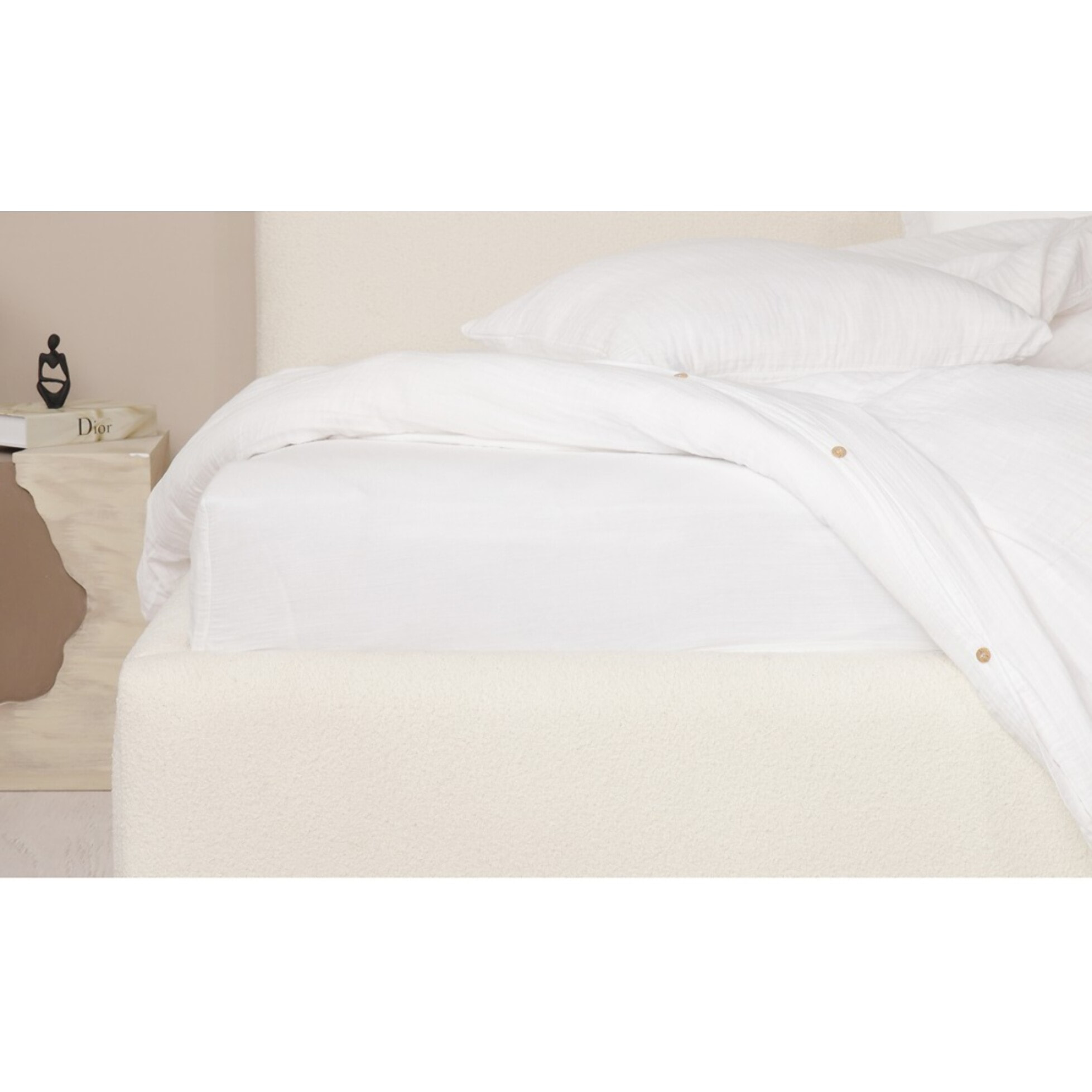 Housse de couette gaze de coton lavé blanc pur