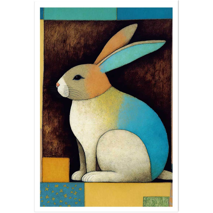 Affiche enfant lapin dans la boîte  Affiche seule