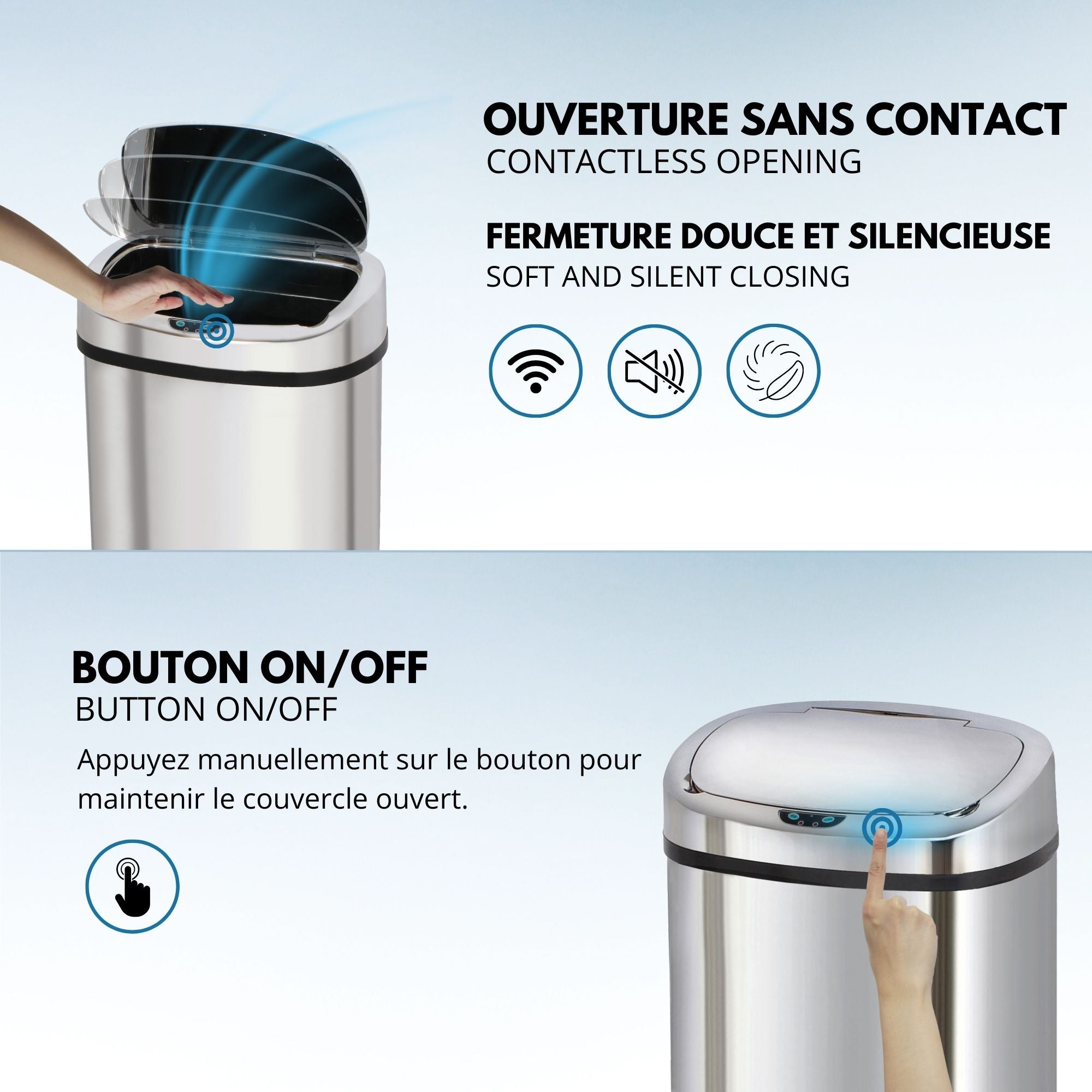 Poubelle automatique inox MAJESTIC 58L