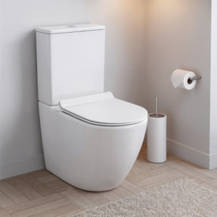 WC à poser sans bride en céramique + abattant SoftClose + réservoir de chasse, alimentation par le bas, blanc (CEPX030RREXVPBI)