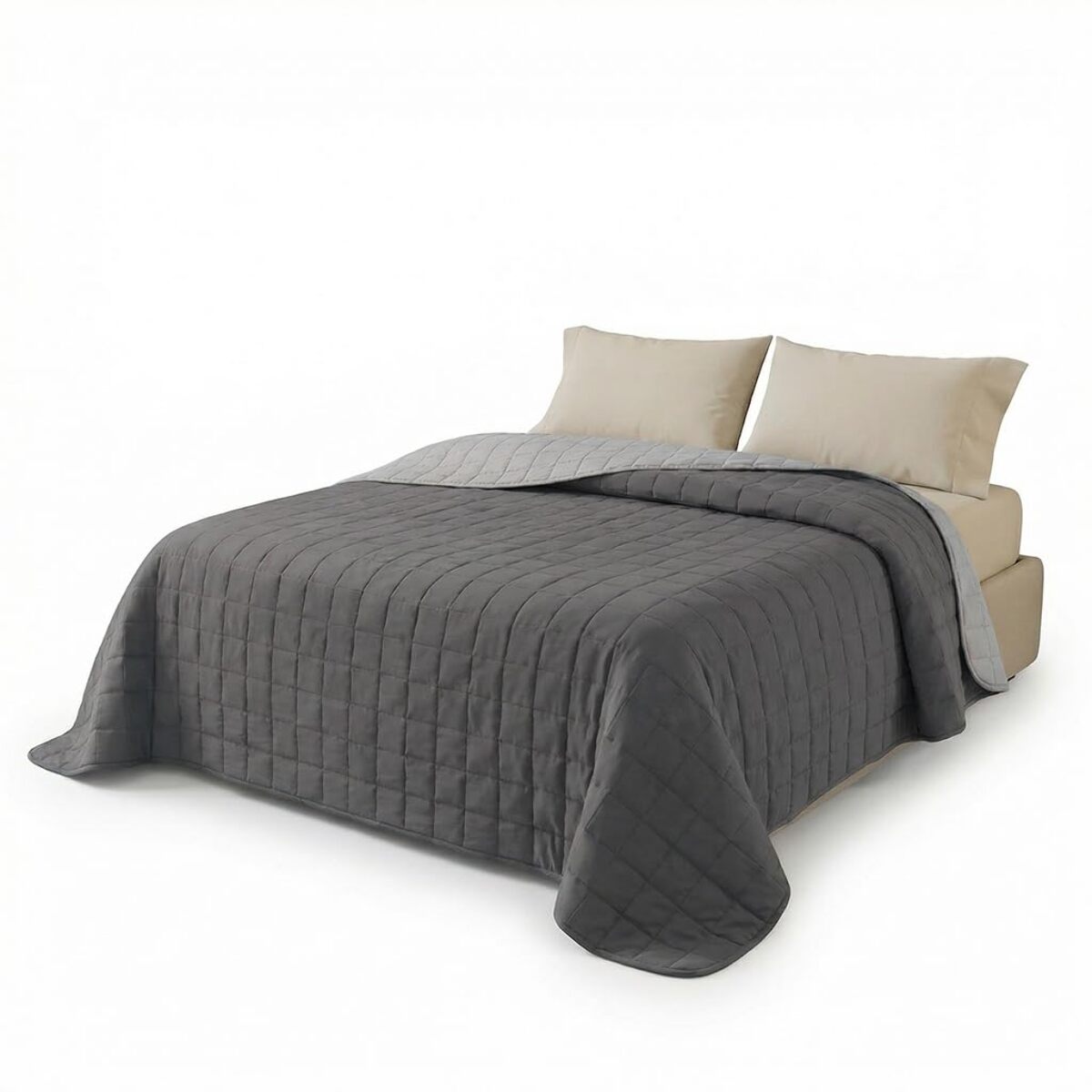 Copriletto matrimoniale estivo leggero double face 260x260 cm, trapunta estiva traspirante e morbida, coperta primaverile elegante e moderna, design reversibile per doppio stile, ideale per stagione calda, resistente e facile da lavare