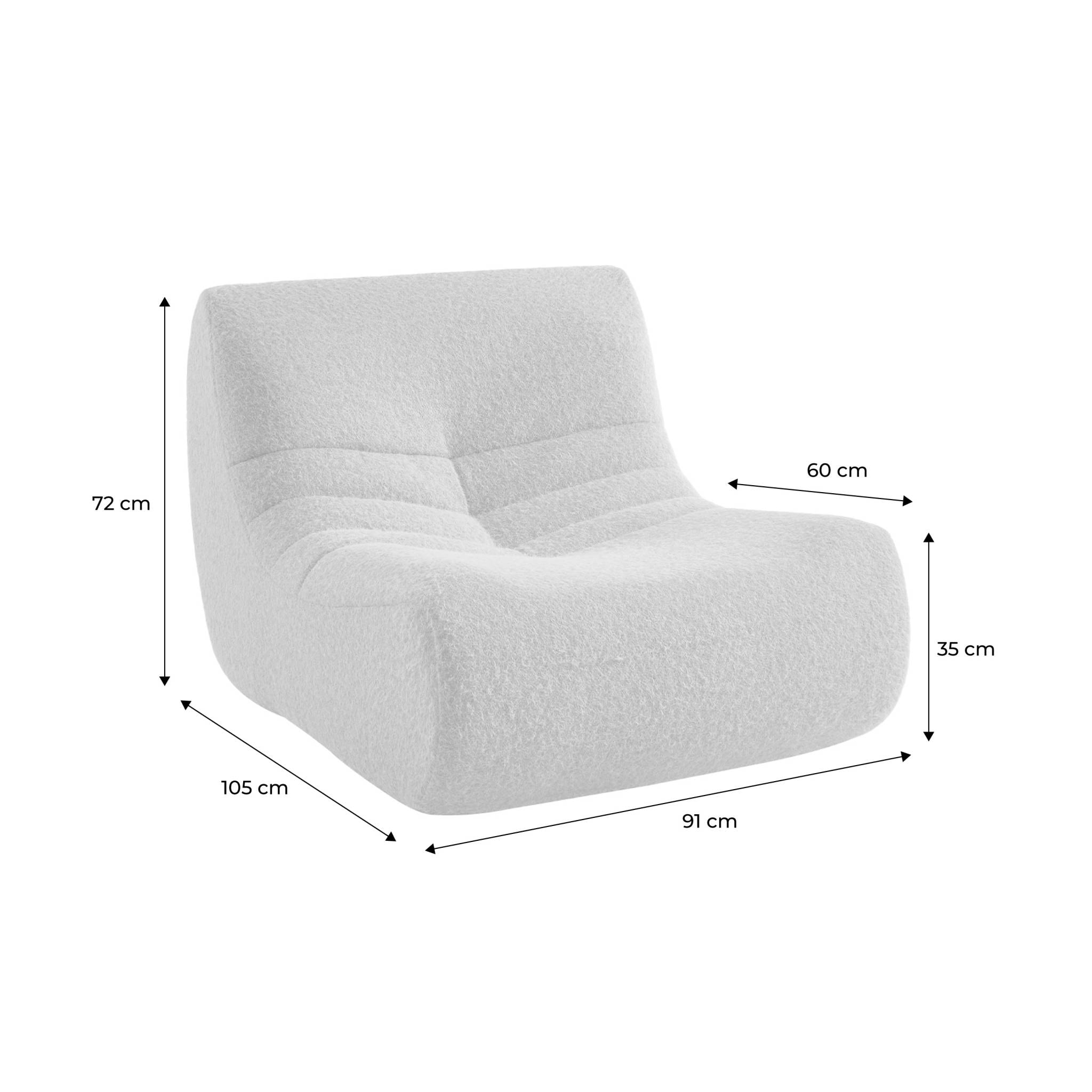 Chauffeuse tissu effet alpaca 3 places. beige. style contemporain. L 91 x P 105 x H 72cm