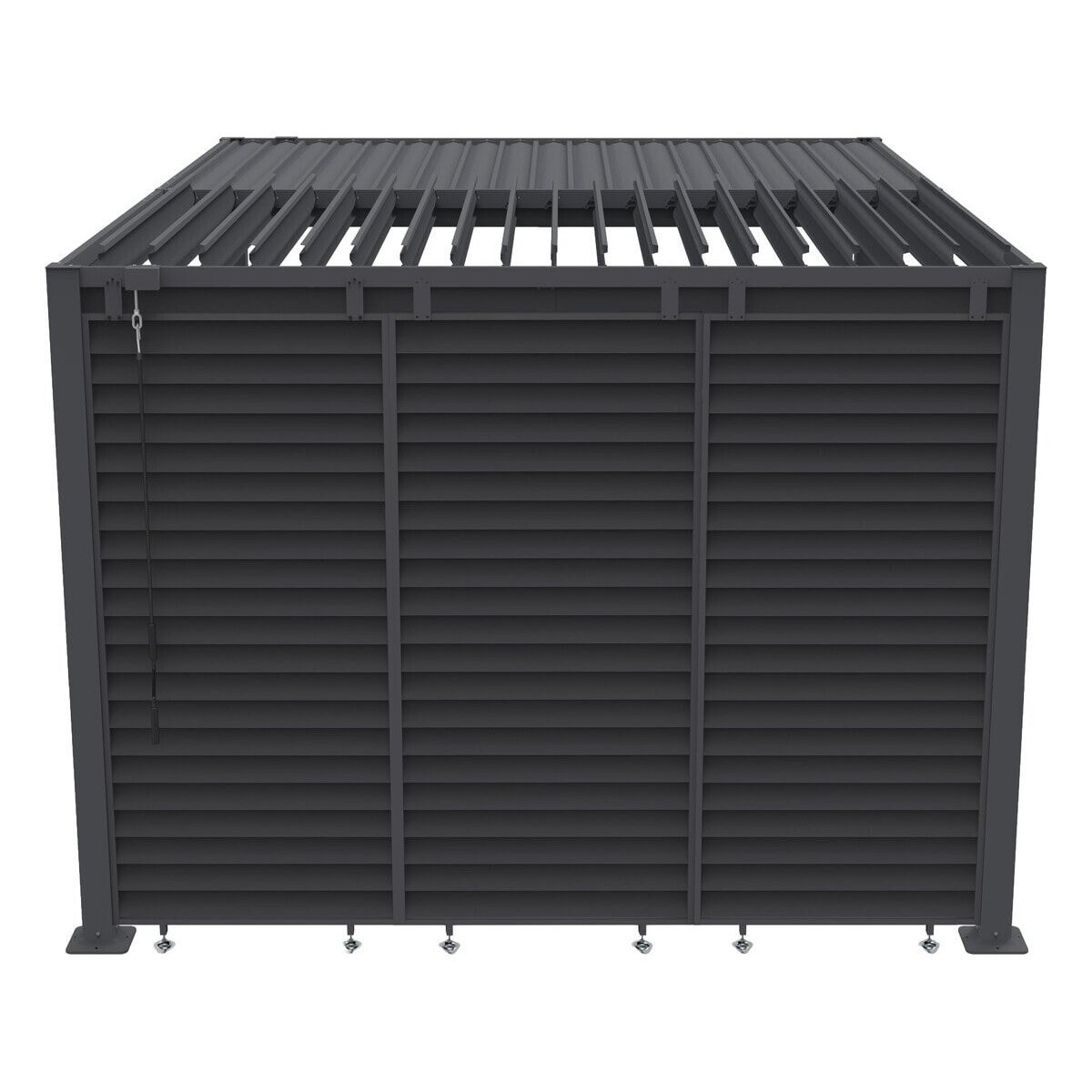 Pergola bioclimatique avec 7 persiennes en acier galvanisé "Howard" - 3 x 4 m - Gris