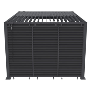 Pergola bioclimatique avec 7 persiennes en acier galvanisé "Howard" - 3 x 4 m - Gris