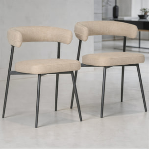 Lot de 2 chaises en tissu jaune chiné THEA