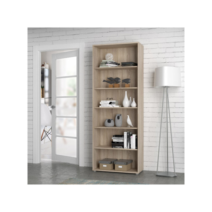 Étagère H. 198 x L. 74 cm décor chêne sonoma avec 5 étagères - MIA