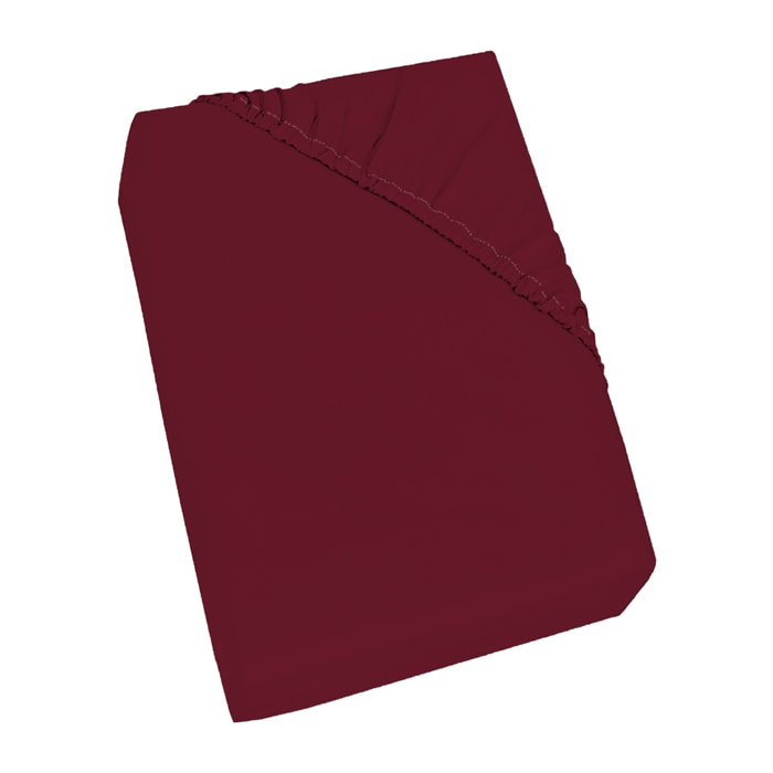 LENZUOLO SOTTO MAX COLOR MADE IN ITALY COTONE-BORDEAUX PIAZZA E MEZZA FRANCESE