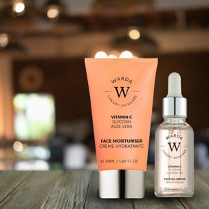 CREMA HIDRATANTE CON VITAMINA C PARA MEJORAR EL BRILLO DE LA PIEL 50 ml + SUERO-ACEITE CON VITAMINA C PARA MEJORAR EL BRILLO 30 ml