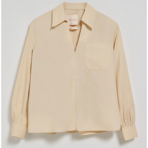 Blusa Solar beige in cotone con particolare ricamato