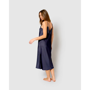 Camisón midi satén azul