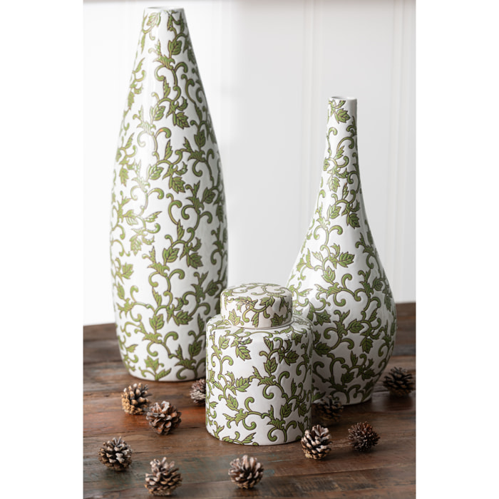 J-Line Vase Yezi Poire Porcelaine Vert/Blanc