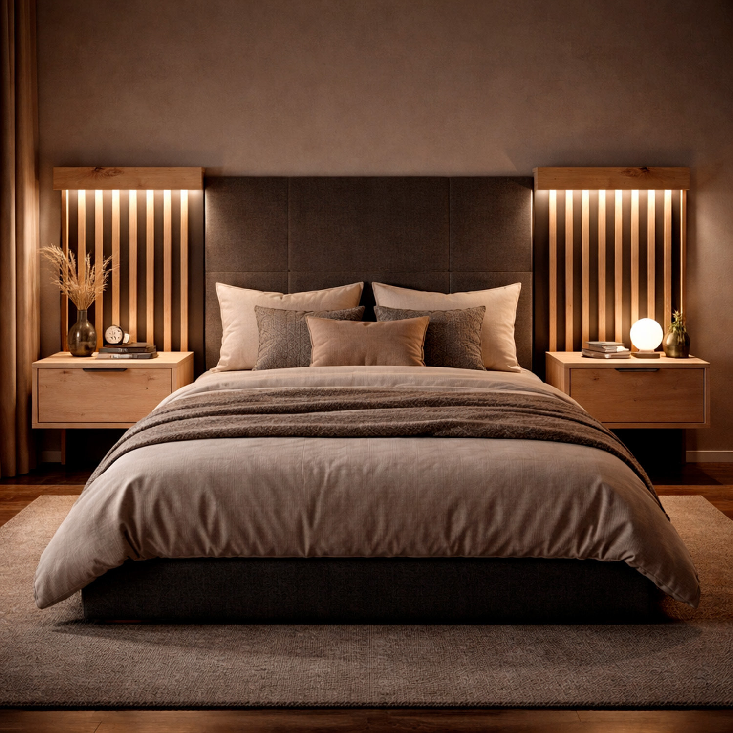 Set 2 Comodini Moderni Con Cassetto Comodino Camera Da Letto Design Salvaspazio In Laminato Resistente Florina 50 x 39,6 x 104 cm Rovere e Antracite