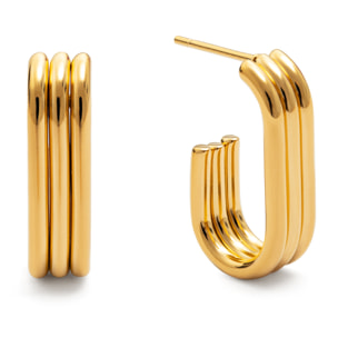 Pendientes Triple Urban Acero Baño Oro