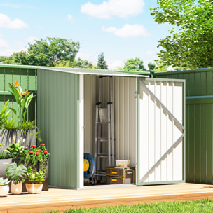 Abri de jardin - remise pour outils - cabanon porte verrouillable - dim. 1L x 1,03l x 1,6H m - tôle d'acier ondulée vert