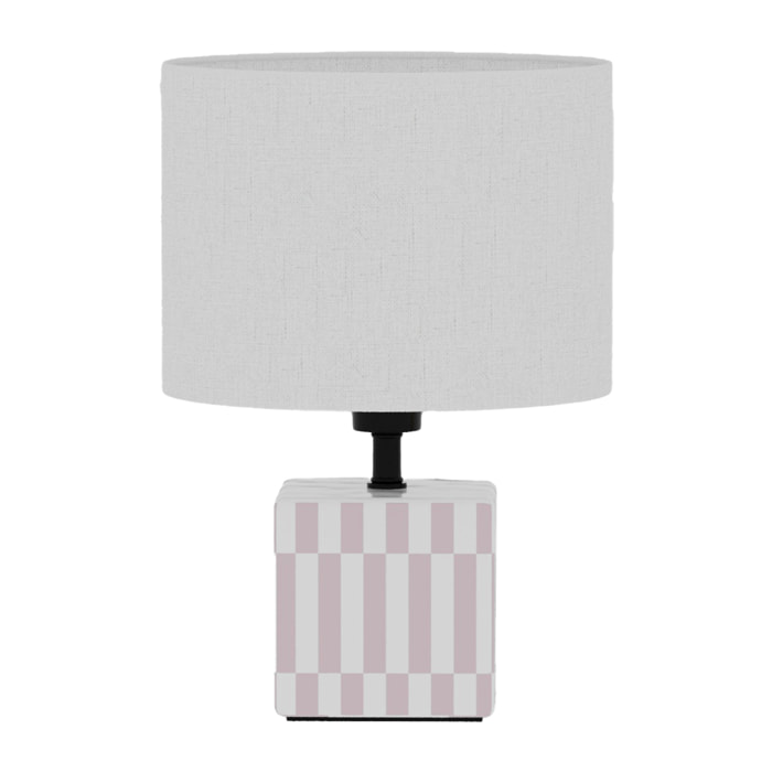 Petite Lampe à Poser Manet - Céramique rose et abat-jour en lin