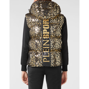 PLEIN SPORT Down Vest LEOPARD