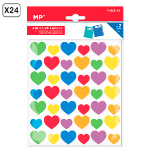 PACK 24 UNITA' ETICHETTE ADESIVE PERSONALIZZABILI DECORATE DESIGN CUORI (SET 2 UDS)