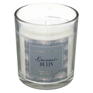 Bougie parfumée Loli 130g avec cloche verre douceur de lin