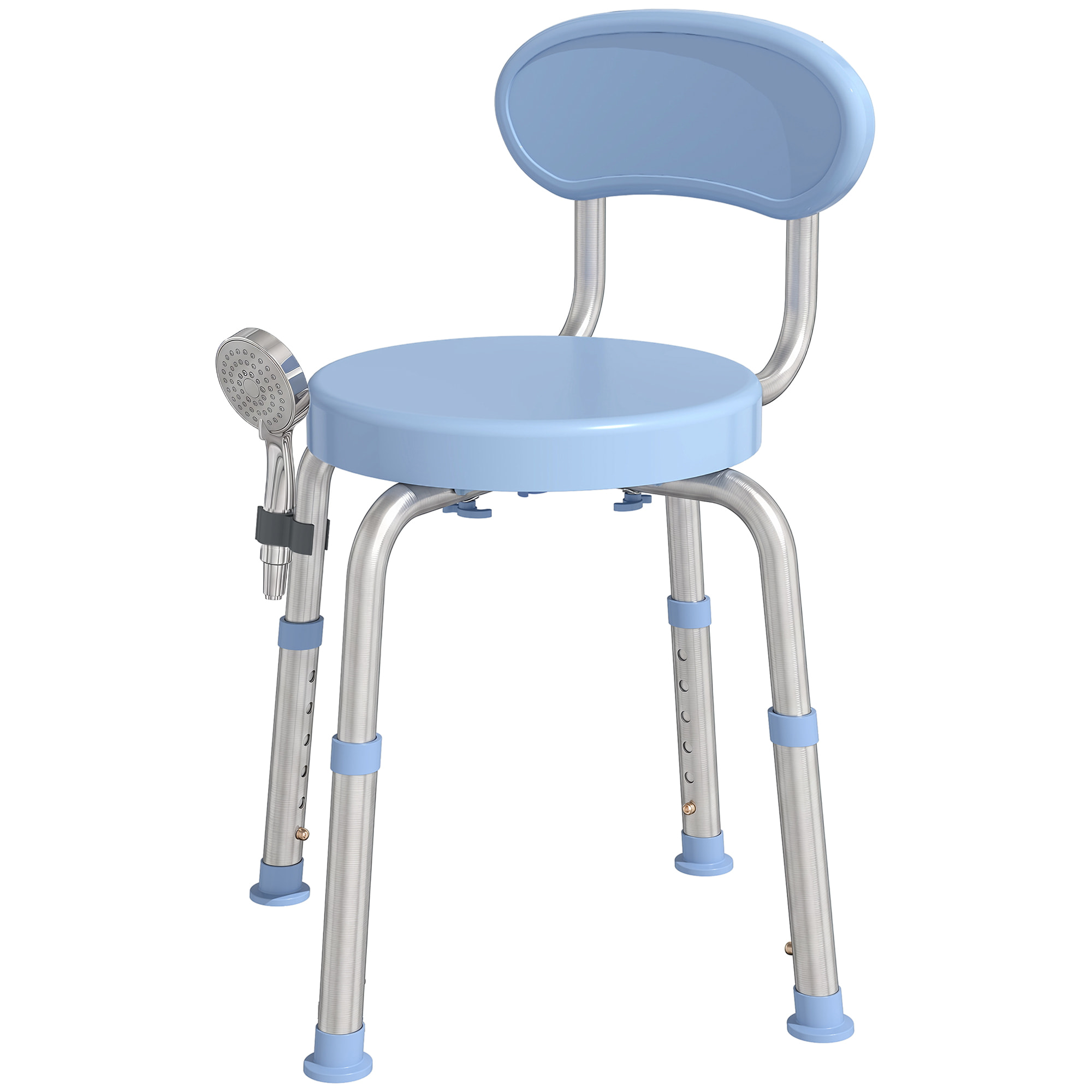Tabouret de douche réglable pivotant alu PP bleu clair