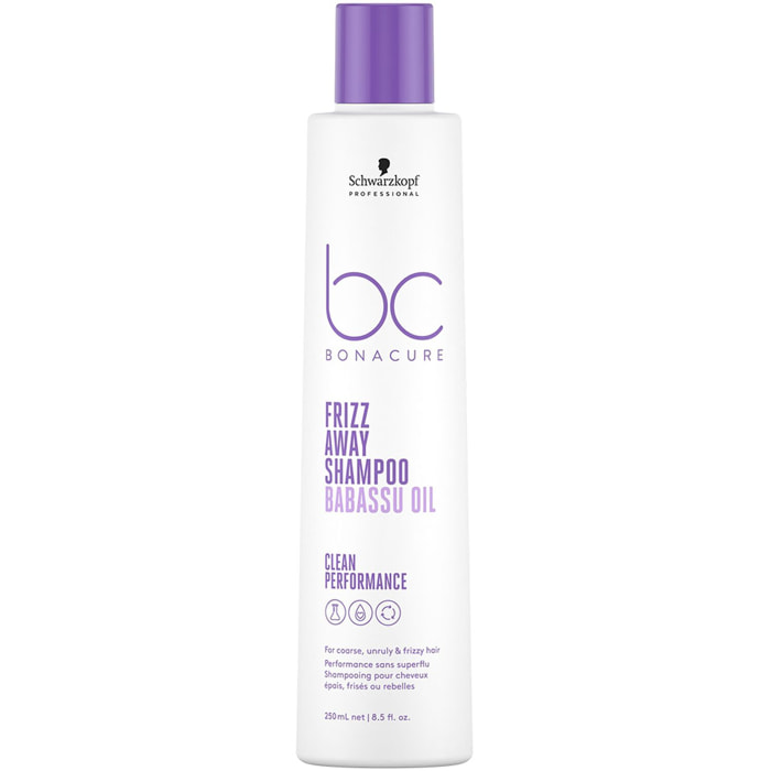 BC Bonacure Frizz Away - Shampooing anti-frisottis pour cheveux rebelles, épais et frisés 250 ml