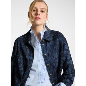 Elena Mirò - Camisa vaquera con diseño de follaje - Azul