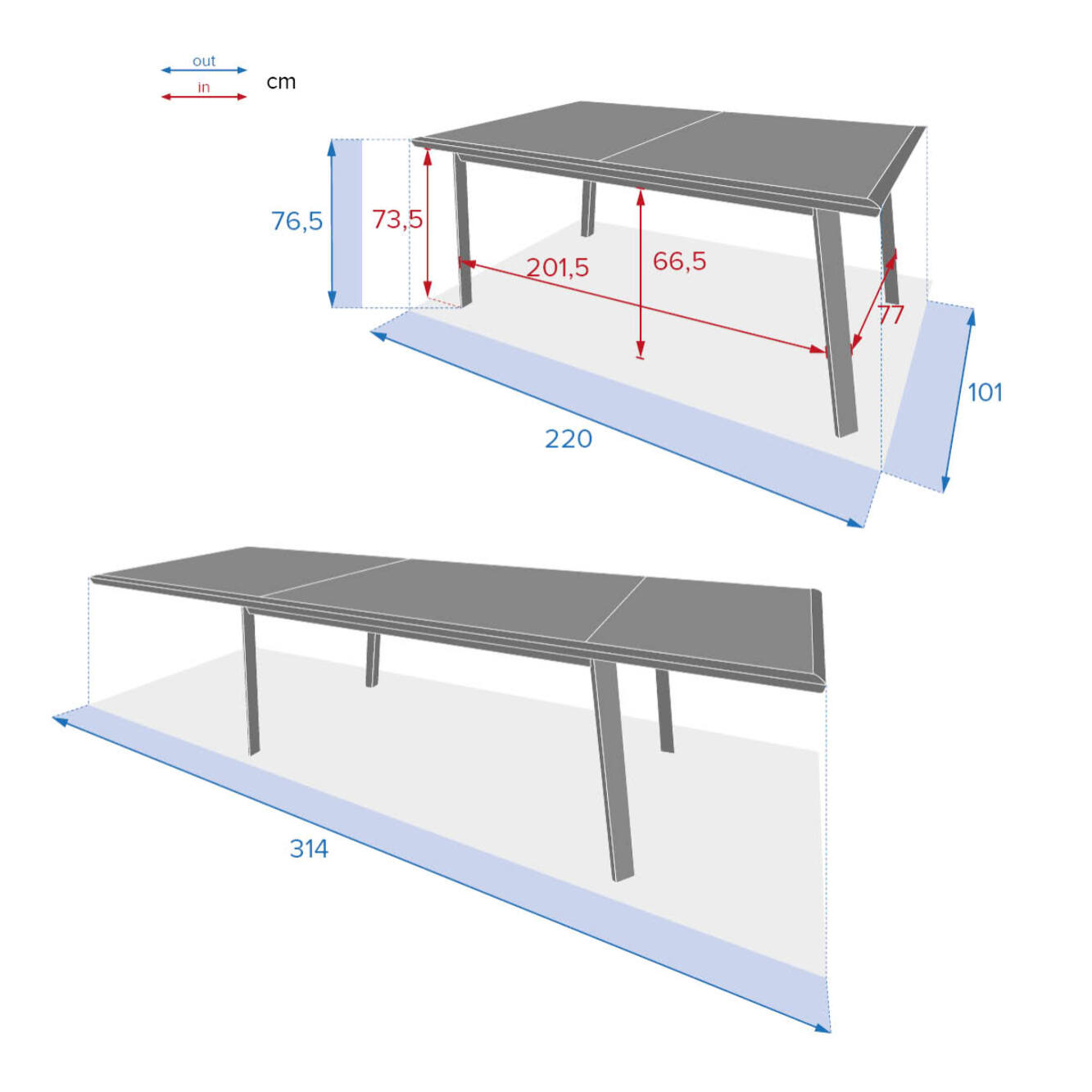 Table de jardin extensible Pavane Lin & Blanc