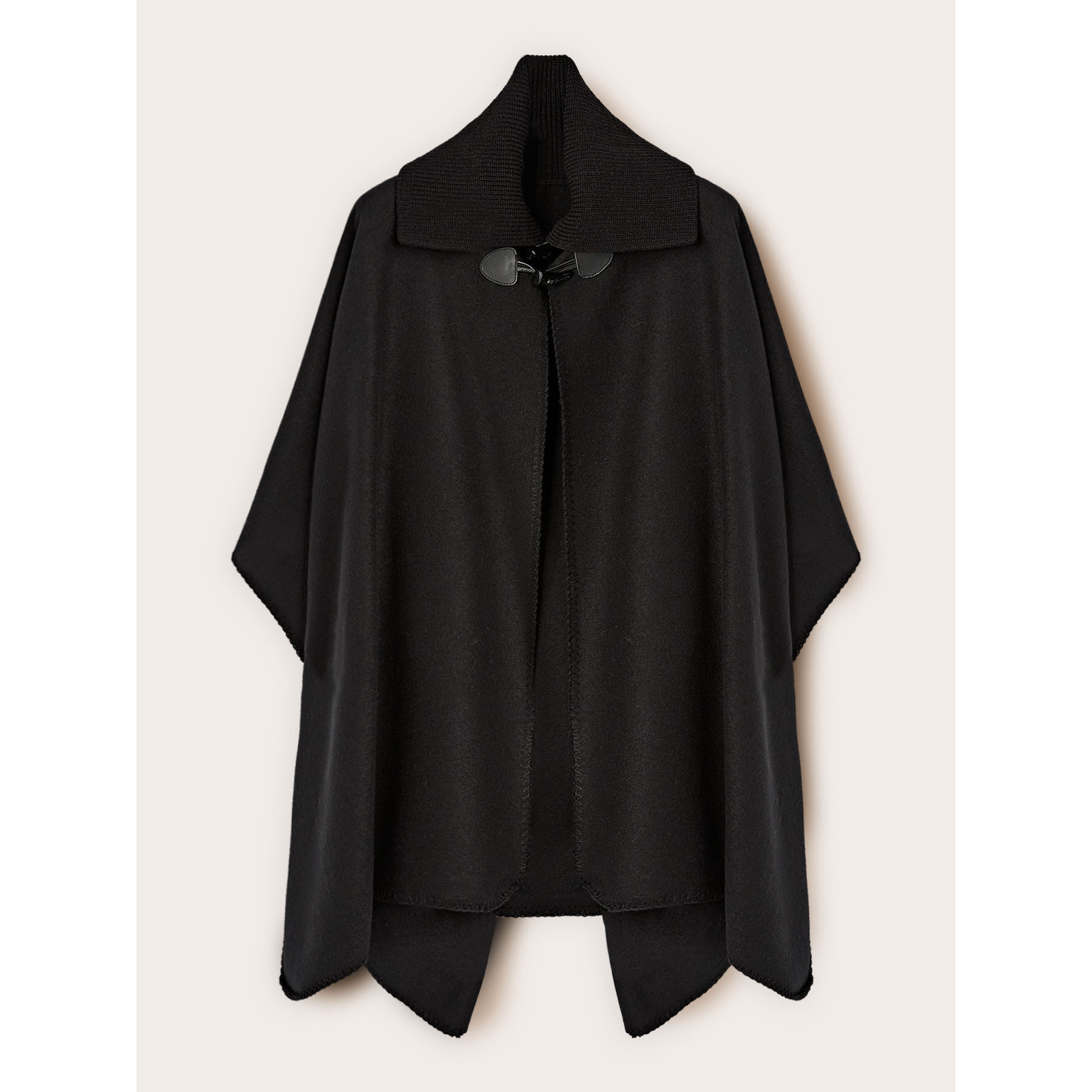 Motivi - Poncho de paño con cuello alto - Negro