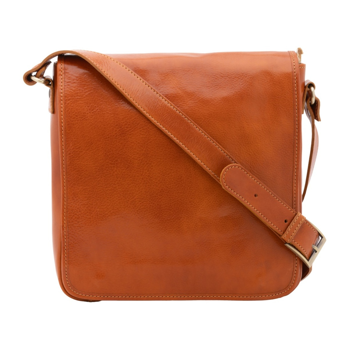 Borsa a tracolla da uomo in vera pelle - Modello False - Made in Italy - 29.0 x 28.0 x 9.0 cm