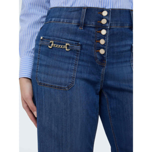 Fiorella Rubino - Jeans cropped con dettaglio catenella sulle tasche - Blu