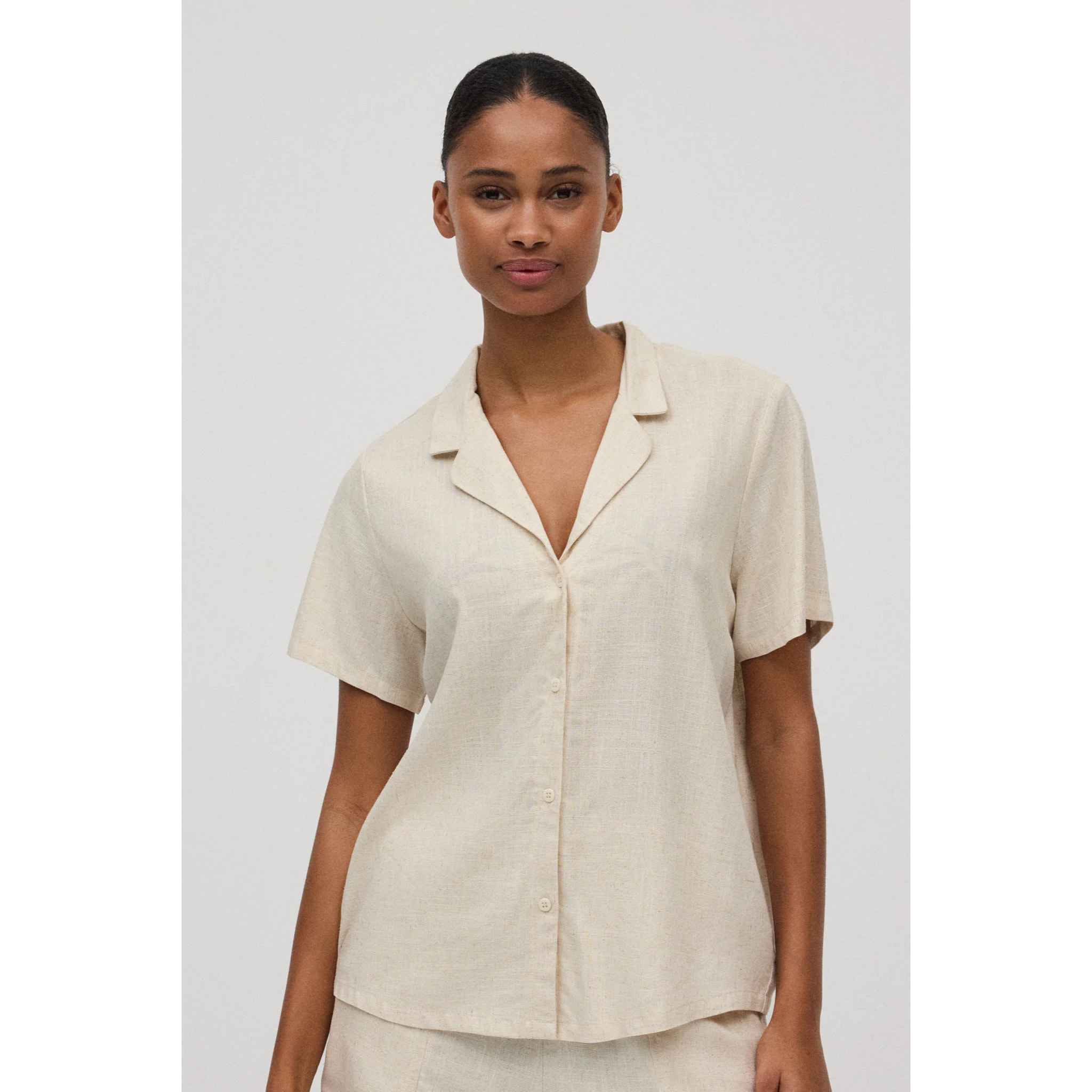 camicia di lino a maniche corte