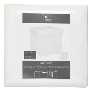 Pouf pliant "Ezzio" fourrure blanche