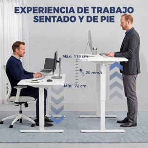 HOMCOM Escritorio Elevable 100x60 cm, Escritorio Eléctrico Regulable en Altura con 3 Alturas de Memoria, Pantalla LED, 2 Ganchos, 2 Pasacables, para Oficina en Casa, Estudio, Blanco