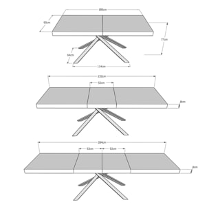 Table extensible 90x180/284 cm Karida Premium noyer pieds anthracite