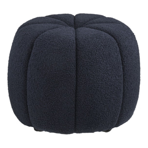 Paisley - Pouf rotondo in teddy blu navy ø48x38 cm