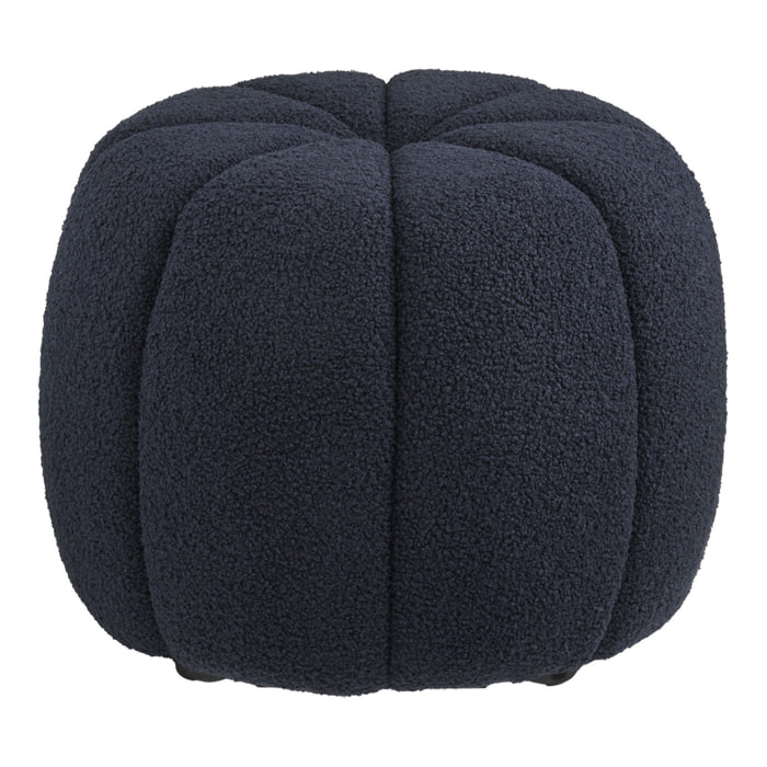 Paisley - Pouf rotondo in teddy blu navy ø48x38 cm